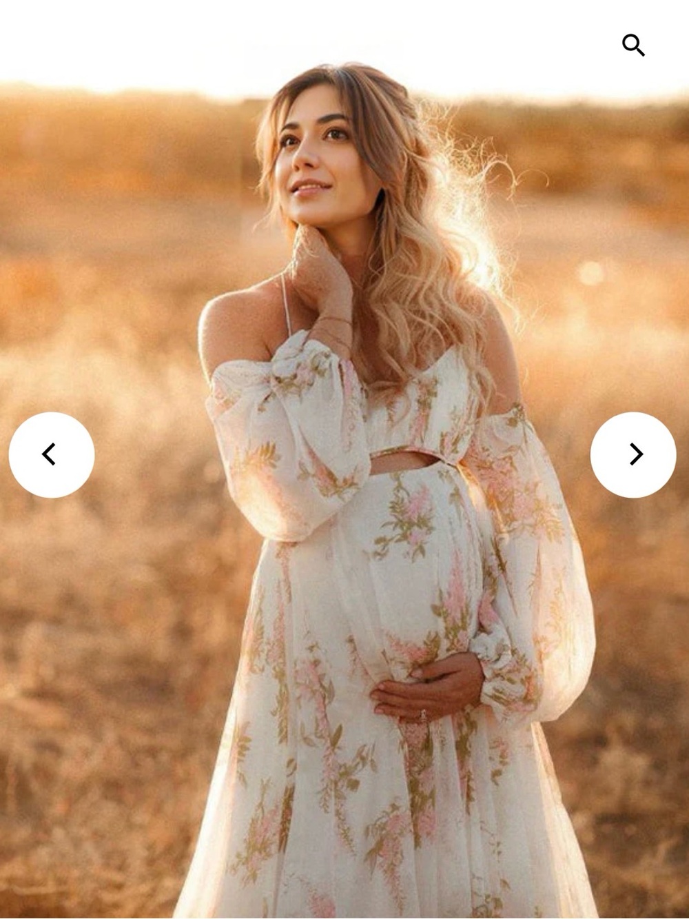 Women’s White Floral Long Sleeve Maternity Dress